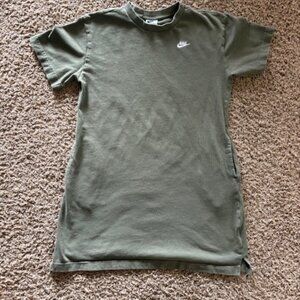 Kids Nike T-Shirt Dress Olive Green With Pockets Size Large